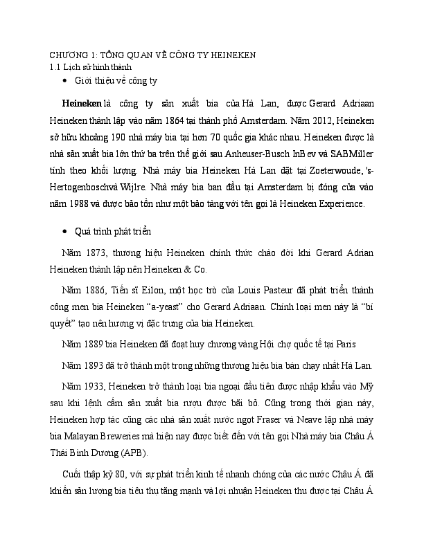 First page of “CHƯƠNG 1 heineken”