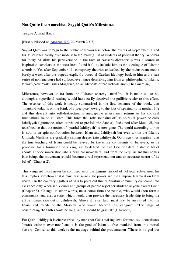 Sayyid qutb milestones summary image