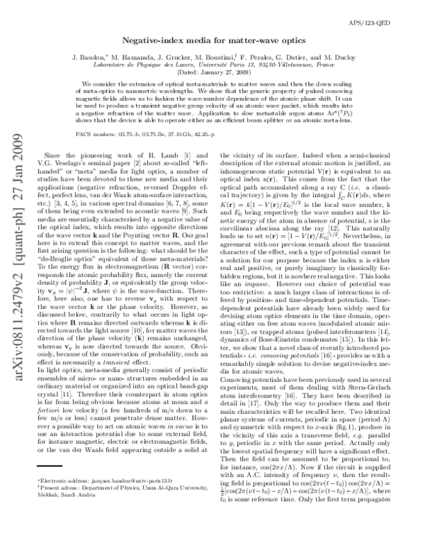(PDF) Negative-Index Media for Matter-Wave Optics