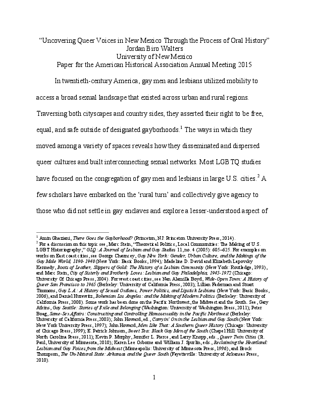 (PDF) Uncovering Queer Voices in New Mexico Through the Process of Oral