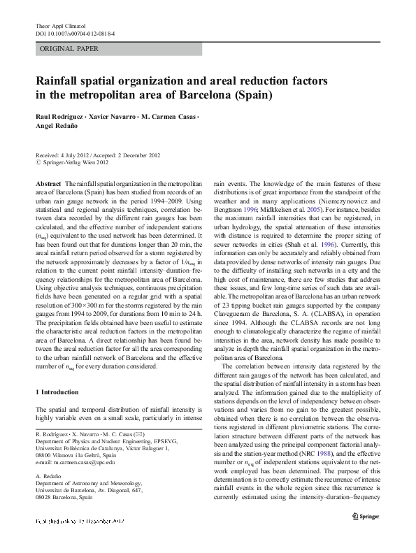 Rainfall spatial organization and areal reduction factors in the ...