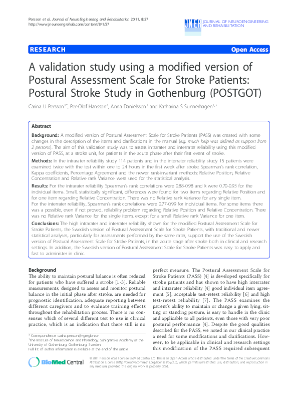 (PDF) A validation study using a modified version of Postural ...