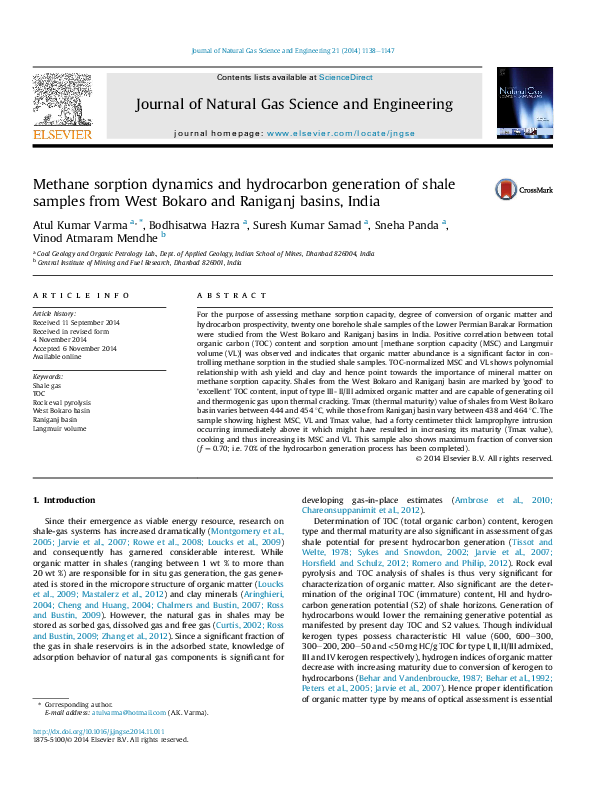 (PDF) Methane sorption dynamics and hydrocarbon generation of shale ...