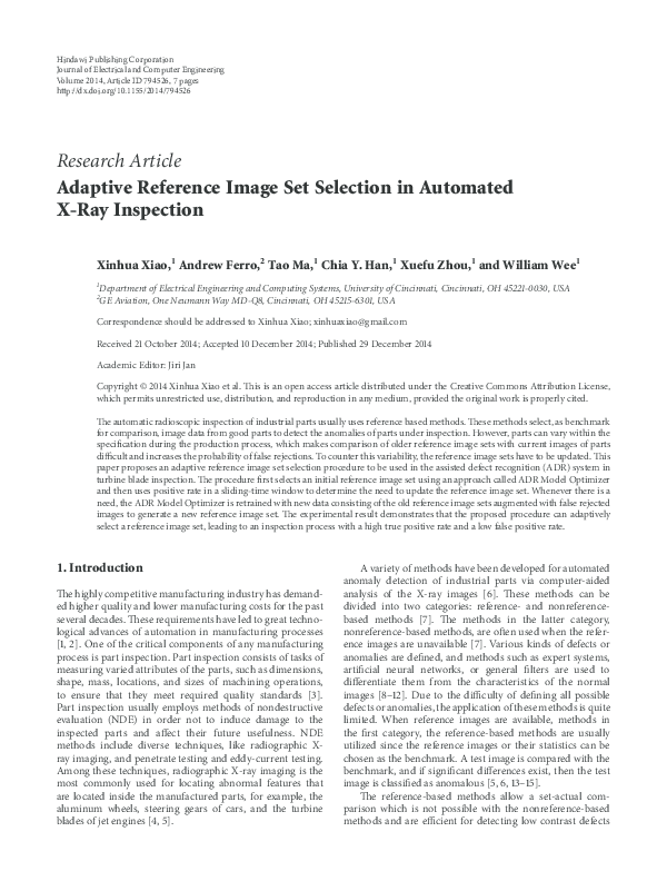 (PDF) Adaptive Reference Image Set Selection in Automated X-Ray Inspection