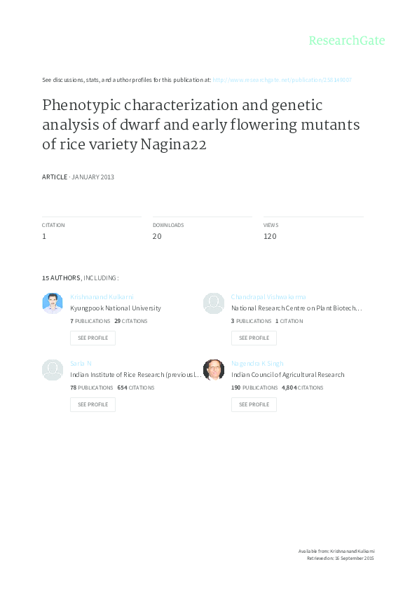 (PDF) Phenotypic characterization and genetic analysis of dwarf and ...