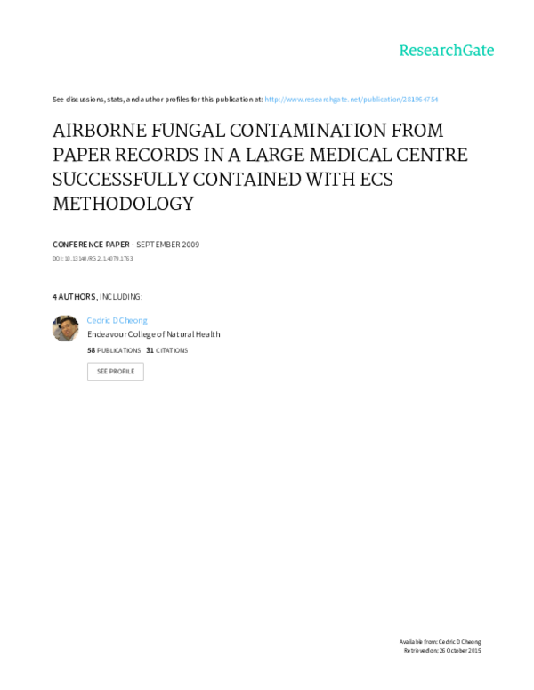 (PDF) Airborne fungal contamination from paper records in a large ...