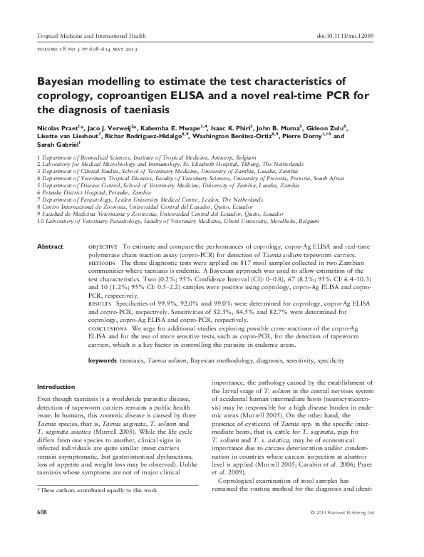 (PDF) Bayesian modelling to estimate the test characteristics of