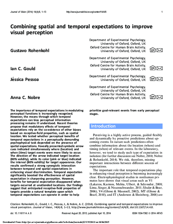 (PDF) Combining spatial and temporal expectations to improve visual ...