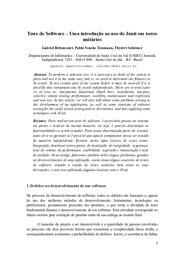 (DOC) Teste de Software – Uma introdução ao uso do Junit em testes ...