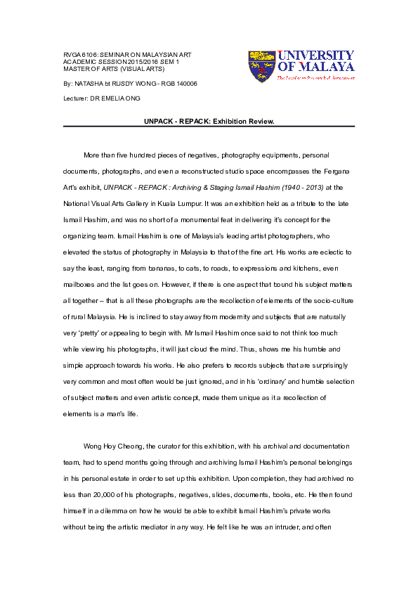 Art gallery review examples image