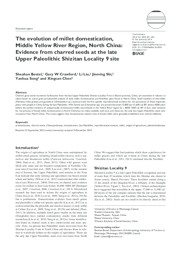 (PDF) The Process of Millet Domestication in the Middle Yellow River