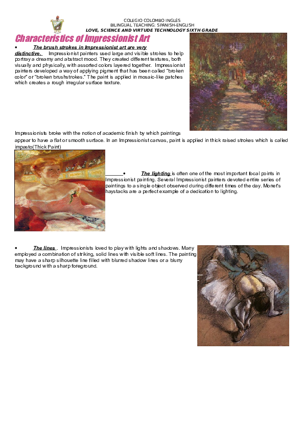 Characteristics of Impressionist Art 1