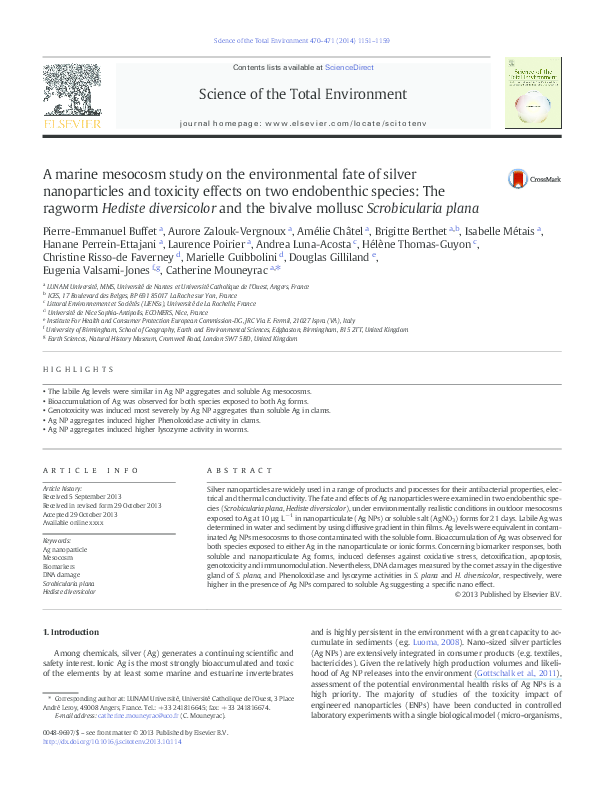(PDF) A marine mesocosm study on the environmental fate of silver ...
