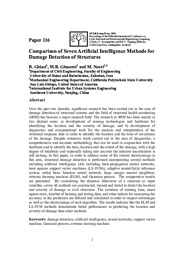 (PDF) Comparison of Seven Artificial Intelligence Methods for Damage ...