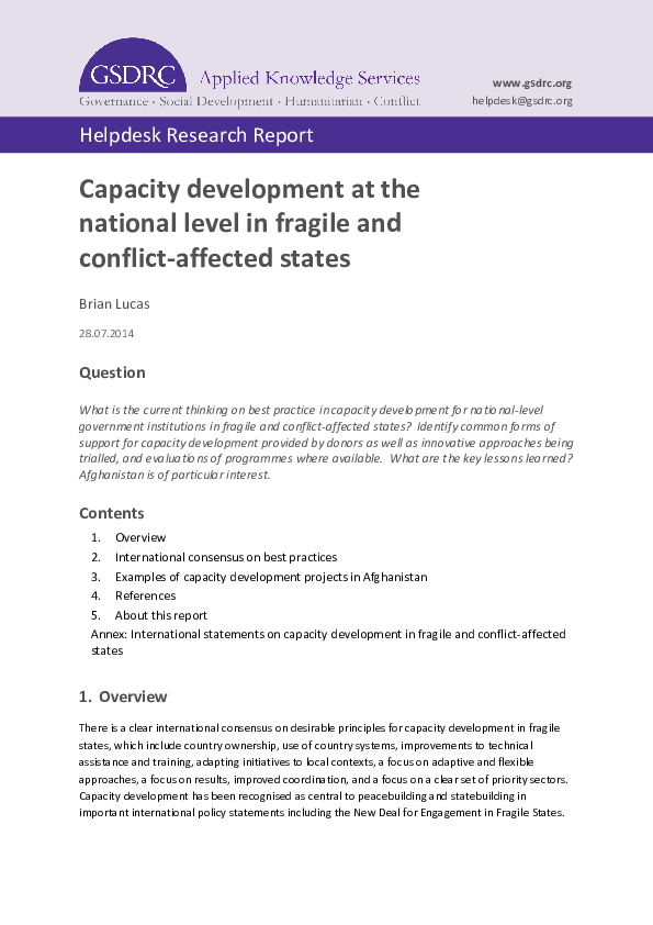 (PDF) Capacity development at the national level in fragile and ...