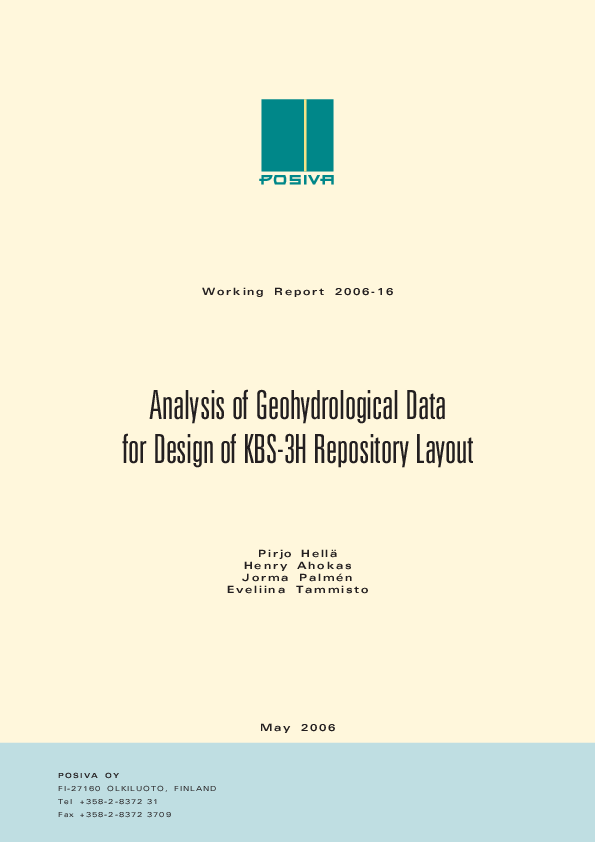 (PDF) Analysis of Geohydrological Data for Design of KBS3H Repository ...
