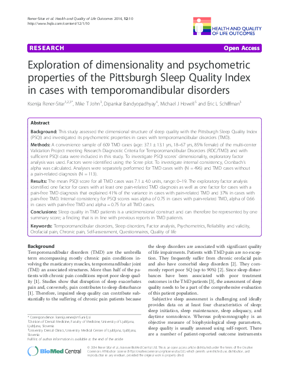 (PDF) Exploration of dimensionality and psychometric properties of the ...