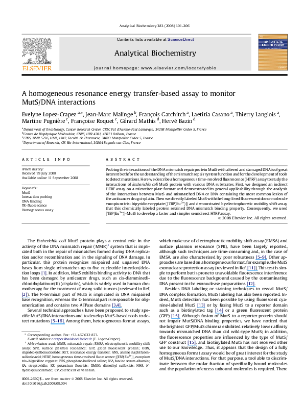 (PDF) A homogeneous resonance energy transfer-based assay to monitor ...