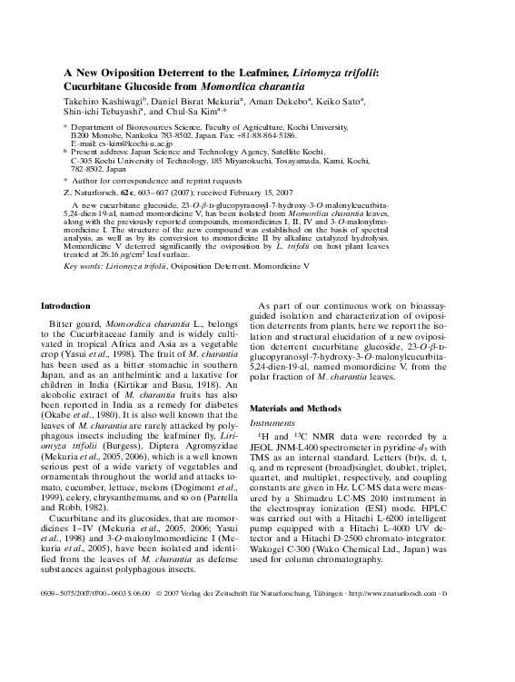 (PDF) A New Oviposition Deterrent to the Leafminer, Liriomyza trifolii ...