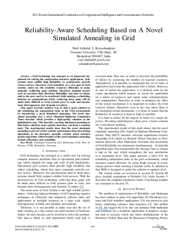 (PDF) Reliability-Aware Scheduling Based on a Novel Simulated Annealing ...