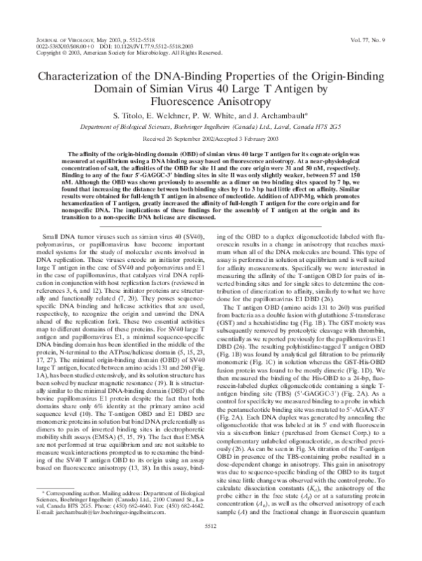 (PDF) Characterization of the DNA-binding Properties of the Mohawk ...