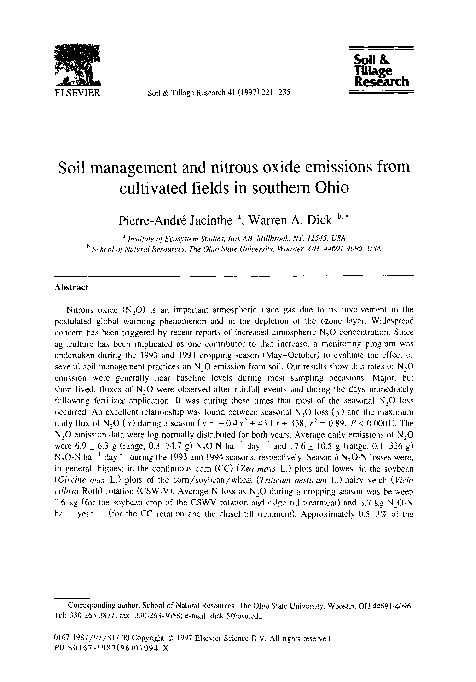 (PDF) Soil management and nitrous oxide emissions from cultivated ...