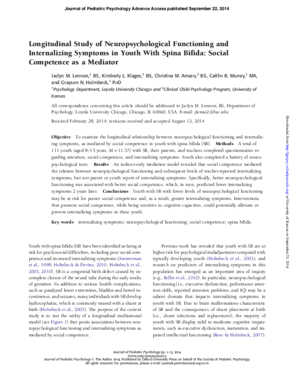 (PDF) Longitudinal study of neuropsychological functioning in patients