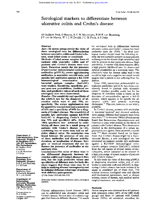 (PDF) Serological markers to differentiate between ulcerative colitis