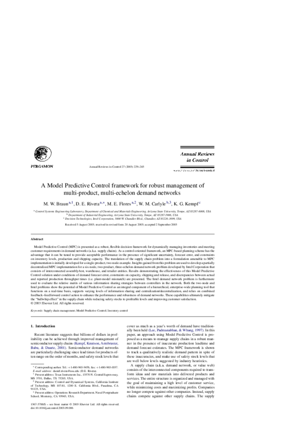 (PDF) A Model Predictive Control framework for robust management of ...
