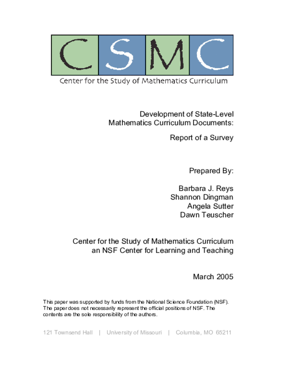 (PDF) Development of StateLevel Mathematics Curriculum Documents