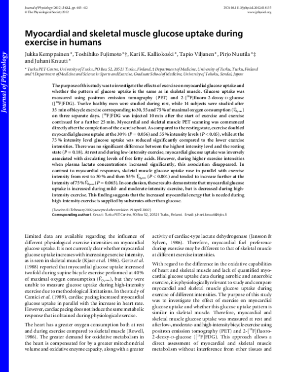 (PDF) Myocardial and skeletal muscle glucose uptake during exercise in ...