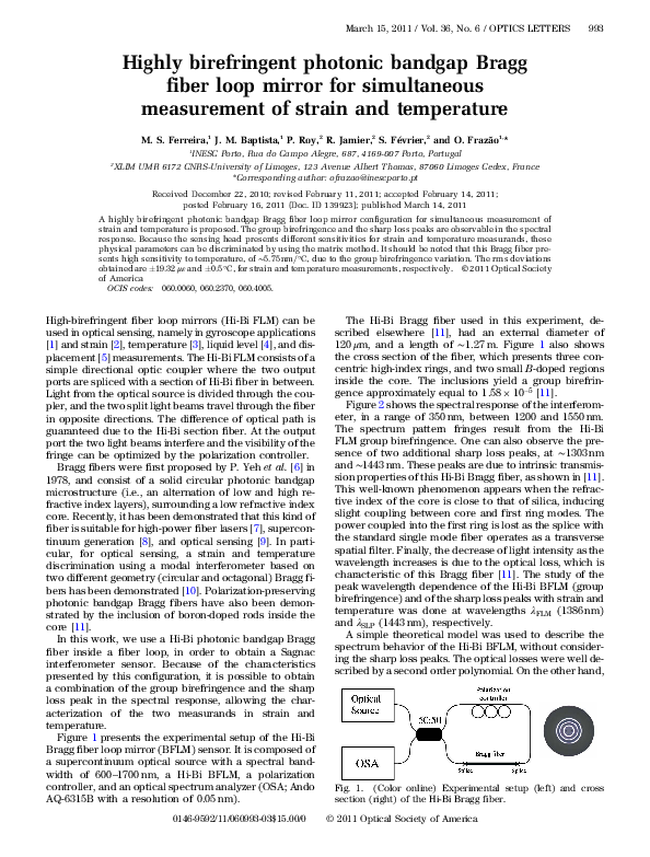 (PDF) Highly birefringent photonic bandgap Bragg fiber loop mirror for ...