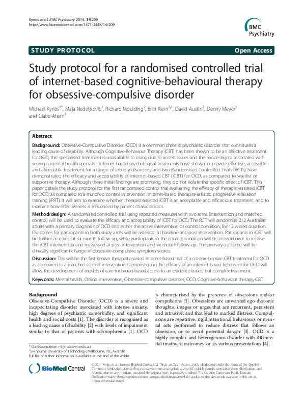 (PDF) Study protocol for a randomised controlled trial of internet ...