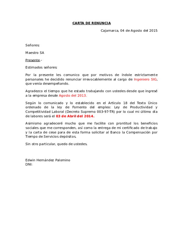 (DOC) CARTA DE RENUNCIA 1  Silvio Hernández  Academia.edu