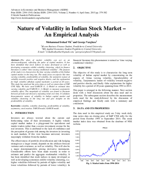 (PDF) Nature of Volatility in Indian Stock Market – An Empirical Analysis