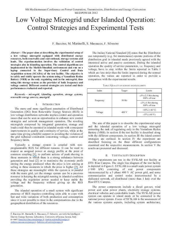 (PDF) Low Voltage Microgrid under Islanded Operation: Control ...