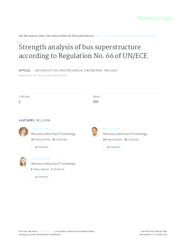 Strength analysis of bus superstructure according to Regulation No. 66 ...