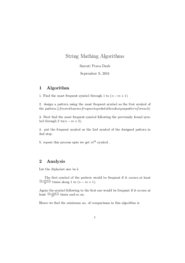 (PDF) A simple algorithm to find frequent patterns from a string with ...