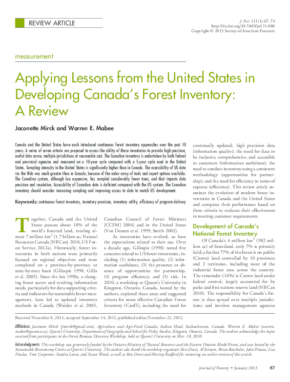 (PDF) Applying Lessons from the United States in Developing Canada's ...