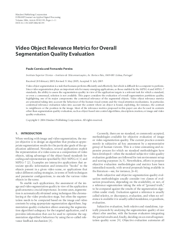 (PDF) Video Object Relevance Metrics for Overall Segmentation Quality ...
