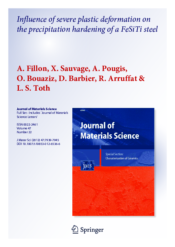 (PDF) Influence of severe plastic deformation on the precipitation ...