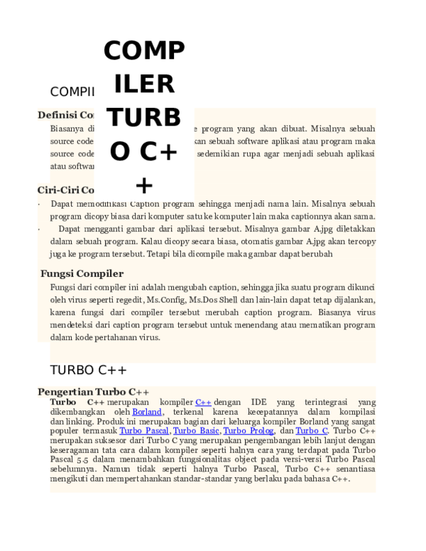 (DOC) Compiler turbo c++