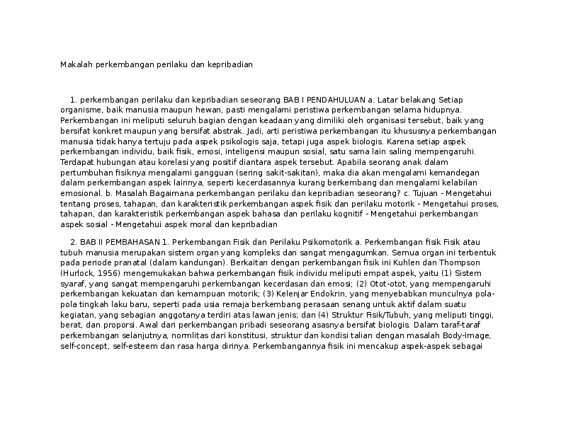 Doc Amiria Laia Makalah Perkembangan Perilaku Dan Kepribadian Amiria Laia Academia Edu