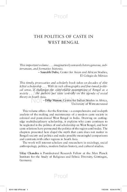 (PDF) The Politics of Caste in West Bengal