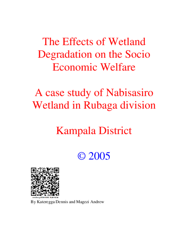 (PDF) The Effects of Wetland Degradation on the Socio Economic Welfare ...