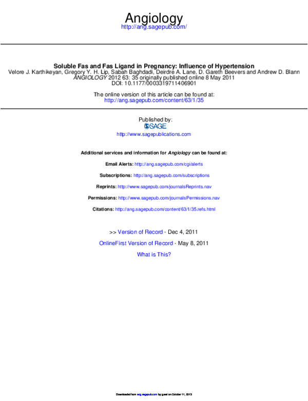(PDF) Soluble Fas and Fas Ligand in Pregnancy: Influence of Hypertension