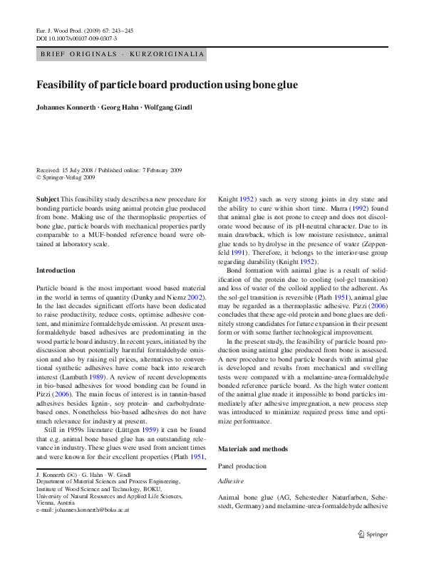(PDF) Feasibility of particle board production using bone glue