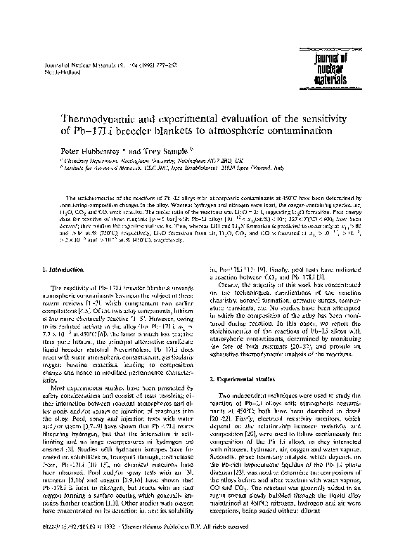 (PDF) Thermodynamic and experimental evaluation of the sensitivity of ...