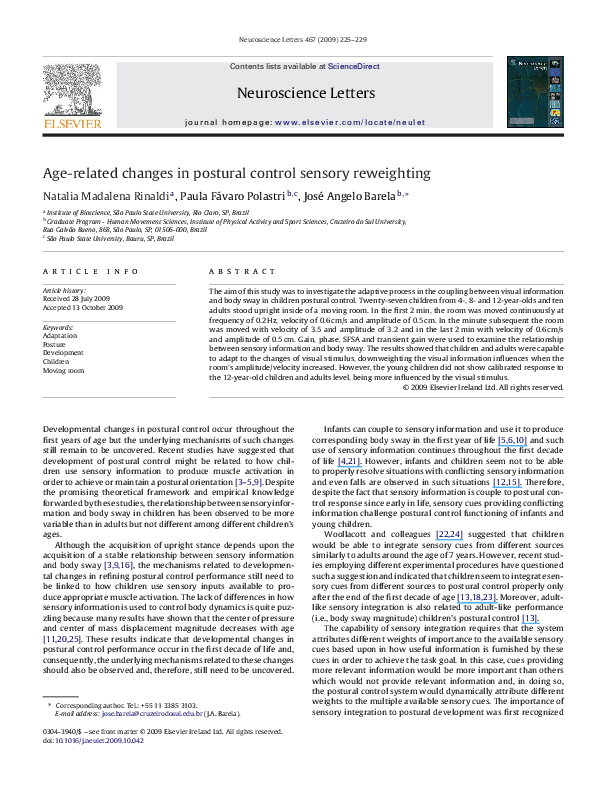 (PDF) Age-related changes in postural control sensory reweighting