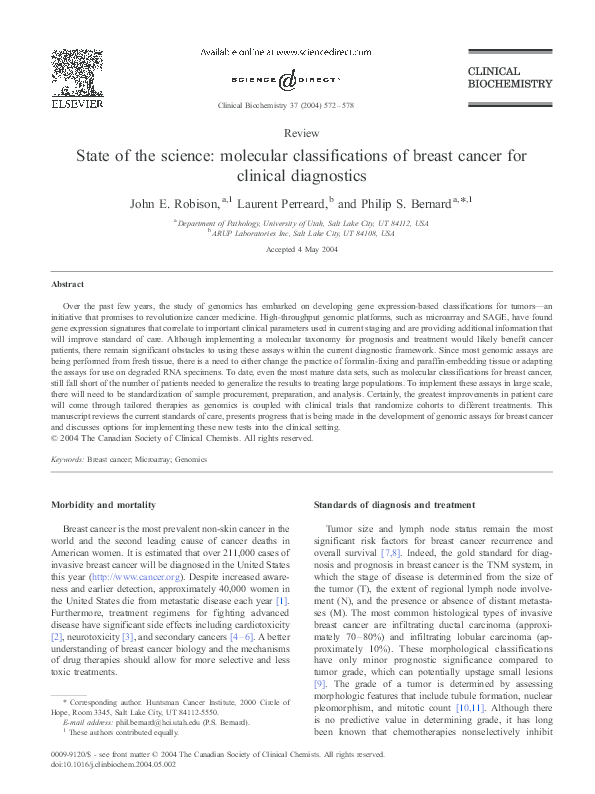 (PDF) State of the science: molecular classifications of breast cancer ...